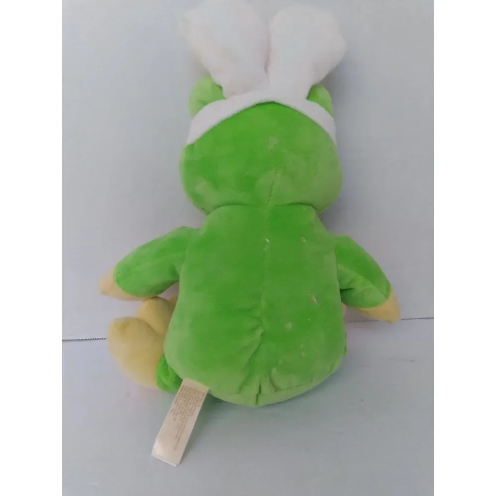 Adorable Green Frog Plush‎ Toy with Bunny Ears and Bow Soft Stuffed Animal